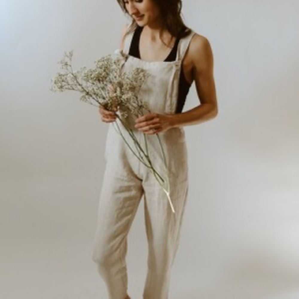 Handmade Cream Linen Overalls